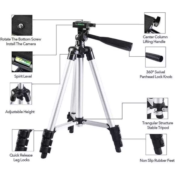 Tripod for camera, video camera and cell Phone 42 Inch Lightweight Aluminum - Picture 1 of 6
